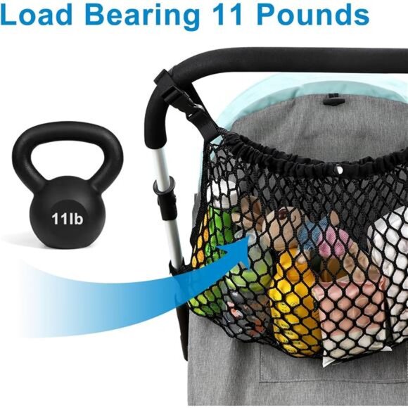 Universal Stroller Organizer Mesh Bag Large Storage Net Baby Stroller Accessorie - Picture 6 of 8